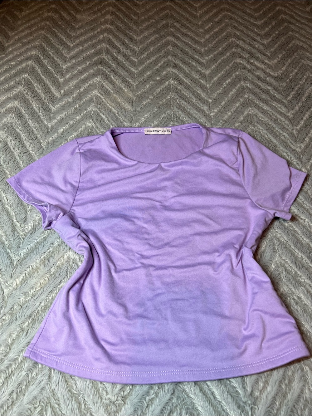Sincerly Jules Light Lavender Short Sleeve Crewneck Tee